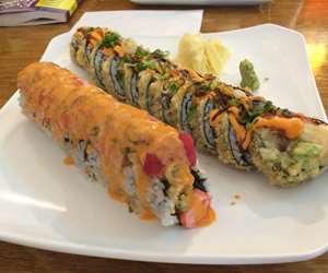 Kevin's Favorite Rolls(left to right): Haruhana Roll & Godzilla Roll